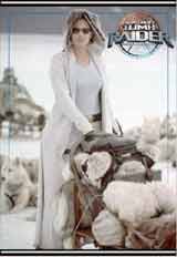 Poster from the movie Tomb Raider - Anjelina with dogs from movie and huge white fur coat